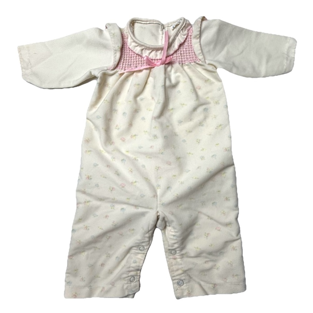 Vintage Carter's Baby Outfit Size 3‎ Months One-Piece Floral Smocked Made in USA
